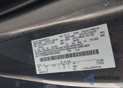 2019 Ford F-250 Xlt из США, поврежденный, VIN 1FT7W2B67KEE19558